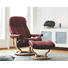 SESSELSET CONSUL S Echtleder Hocker - Weinrot/Teakfarben, KONVENTIONELL, Leder/Holz (72/94/70cm) - Stressless