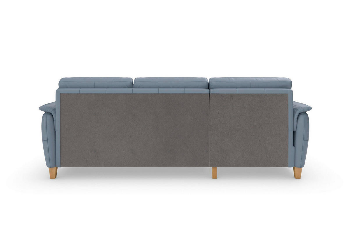 ROHOVÁ SEDAČKA, koža, sivomodrá - sivomodrá/farba duba, Basics, koža/drevo (163/244cm) - Sit & More