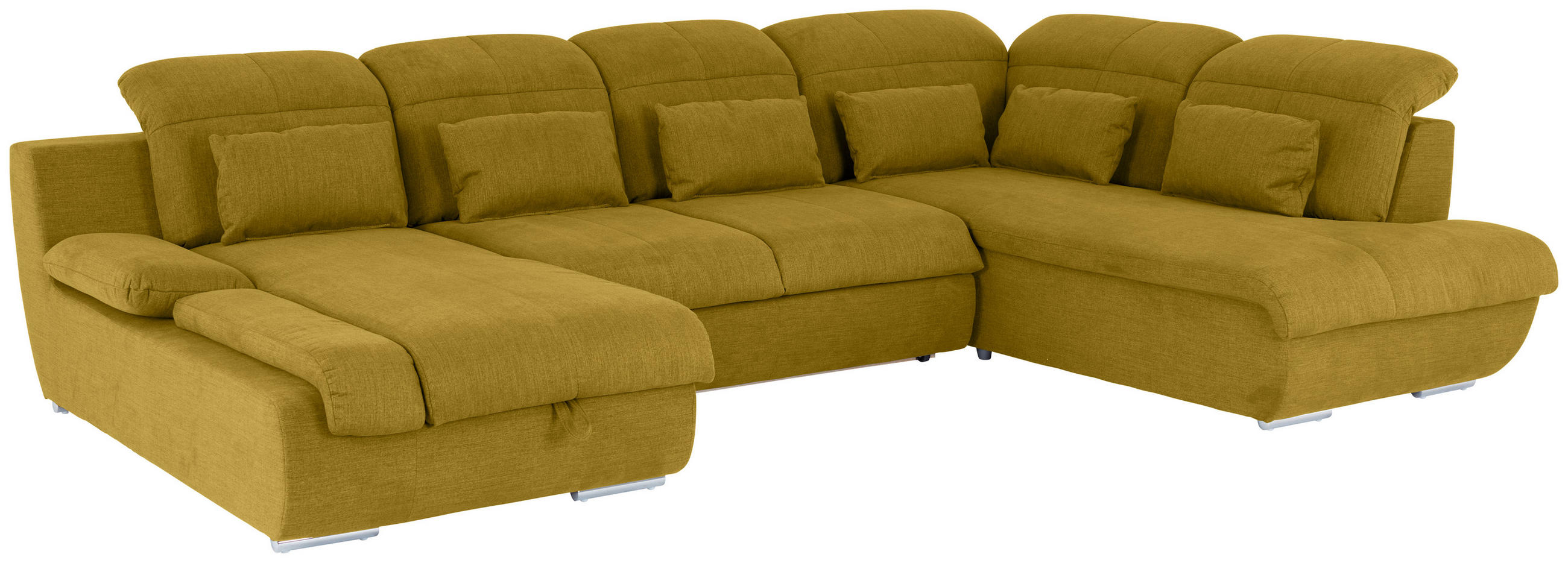 WOHNLANDSCHAFT Senfgelb Mikrofaser  - Chromfarben/Senfgelb, MODERN, Textil/Metall (184/345/228cm) - MID.YOU