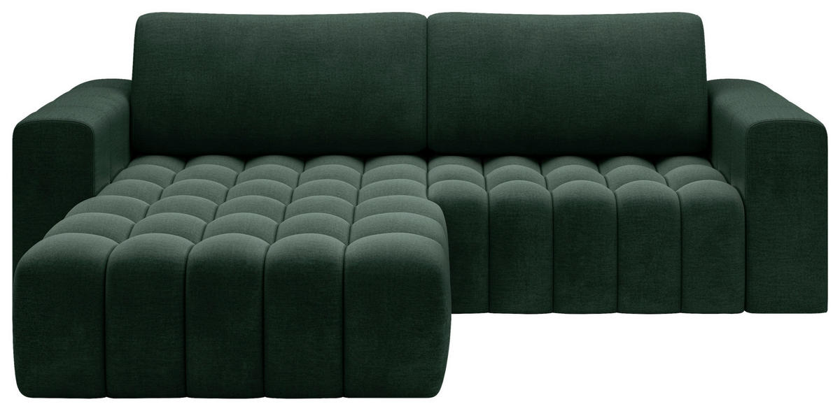 ECKSOFA BONETT in Samt Dunkelgrün  175/250 cm  - Dunkelgrün/Schwarz, Design, Kunststoff/Textil (175/250cm) - MID.YOU