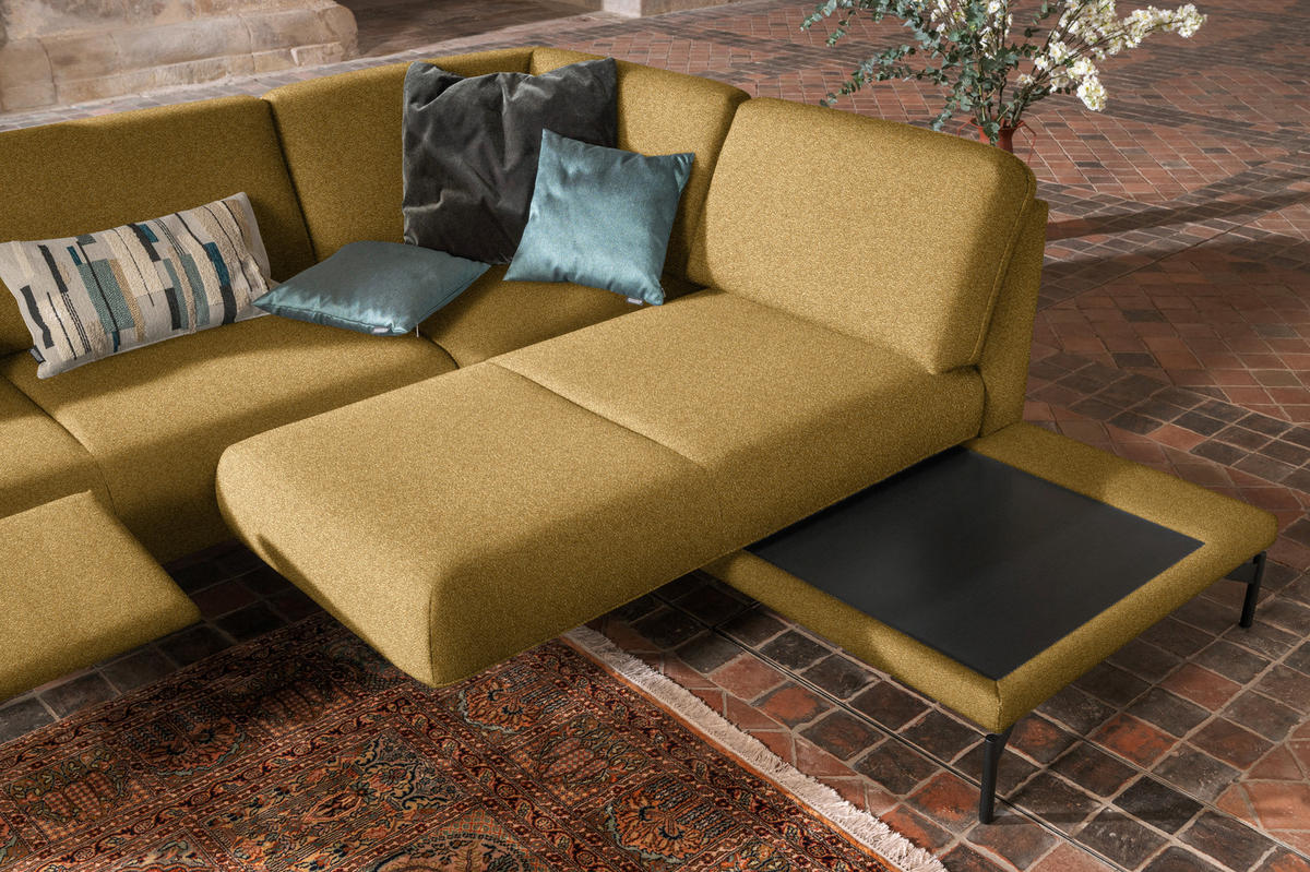 ECKSOFA in Flachgewebe, Struktur Gelb, Grün  - Anthrazit/Gelb, Design, Textil/Metall (254/230cm) - Johann Jakob
