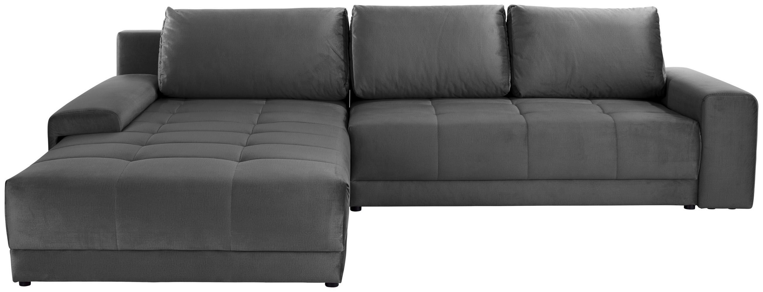 ECKSOFA Dunkelgrau Samt  - Dunkelgrau, MODERN, Textil (213/308cm) - MID.YOU