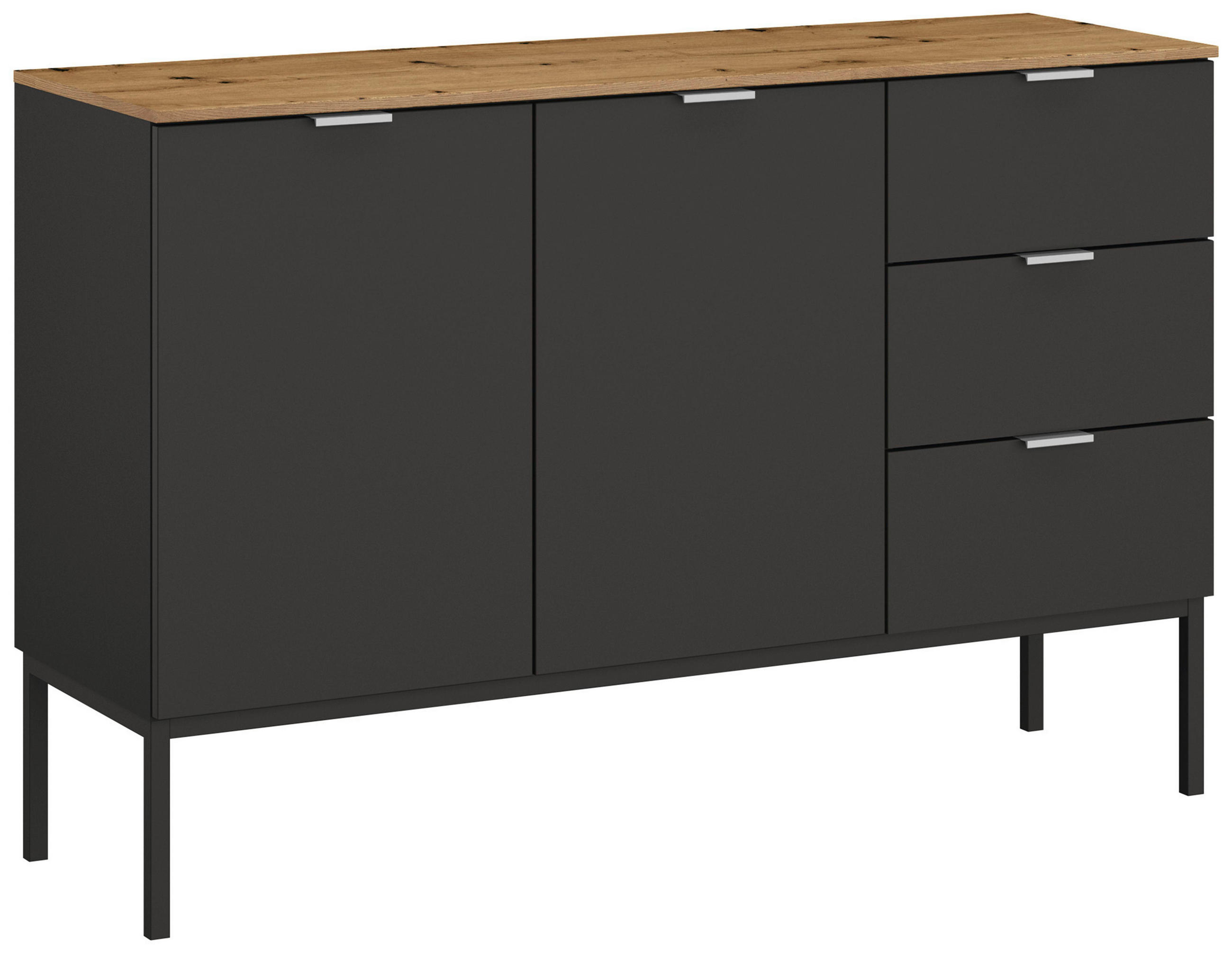 SIDEBOARD 120/80/42 cm  in Graphitfarben, Eiche Artisan  - Alufarben/Graphitfarben, Trend, Holzwerkstoff/Metall (120/80/42cm) - Stylife