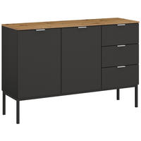 SIDEBOARD 120/80/42 cm Graphitfarben, Eiche Artisan  - Alufarben/Graphitfarben, Trend, Holzwerkstoff/Metall (120/80/42cm) - Stylife