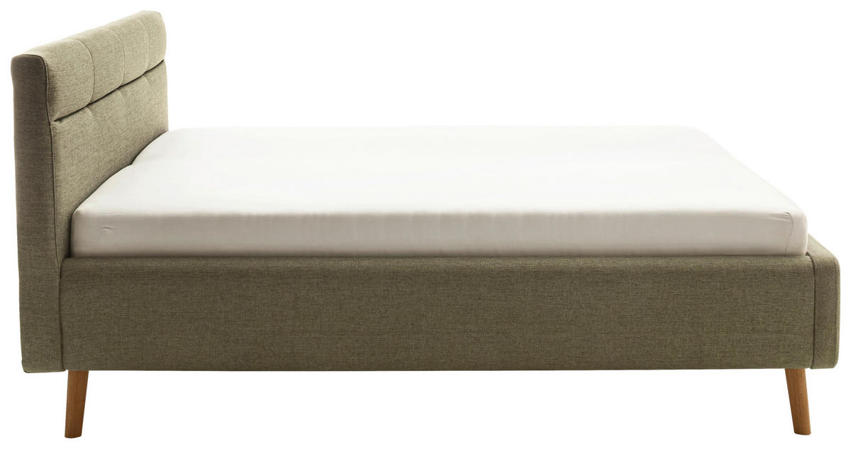 POLSTERBETT Lotte Lattenrost, Bettkasten 180/200 cm  in Grün  - Eichefarben/Birkefarben, KONVENTIONELL, Holz/Textil (180/200cm) - Boxxx