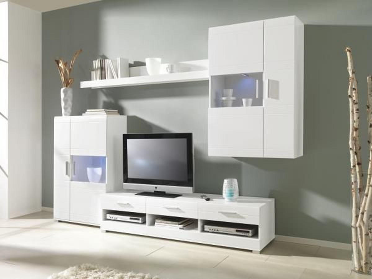 REGAL ZA DNEVNI BORAVAK bijela, bijela visoki sjaj   - bijela/srebrne boje, Design, staklo/drvni materijal (265/186/44cm) - Xora