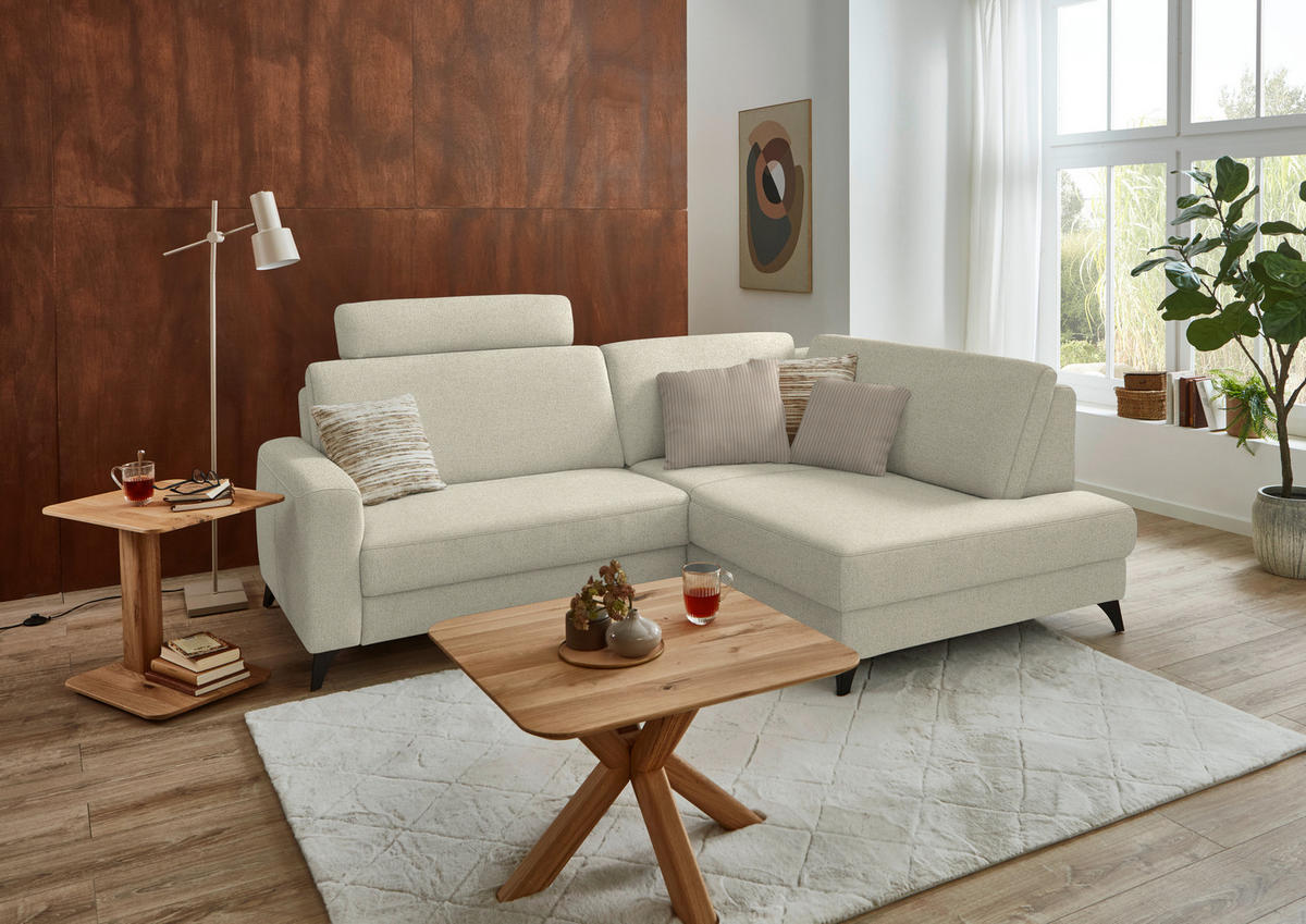 ECKSOFA  Chenille Silberfarben  - Silberfarben/Schwarz, Design, Textil/Metall (239/182cm) - Beldomo Comfort