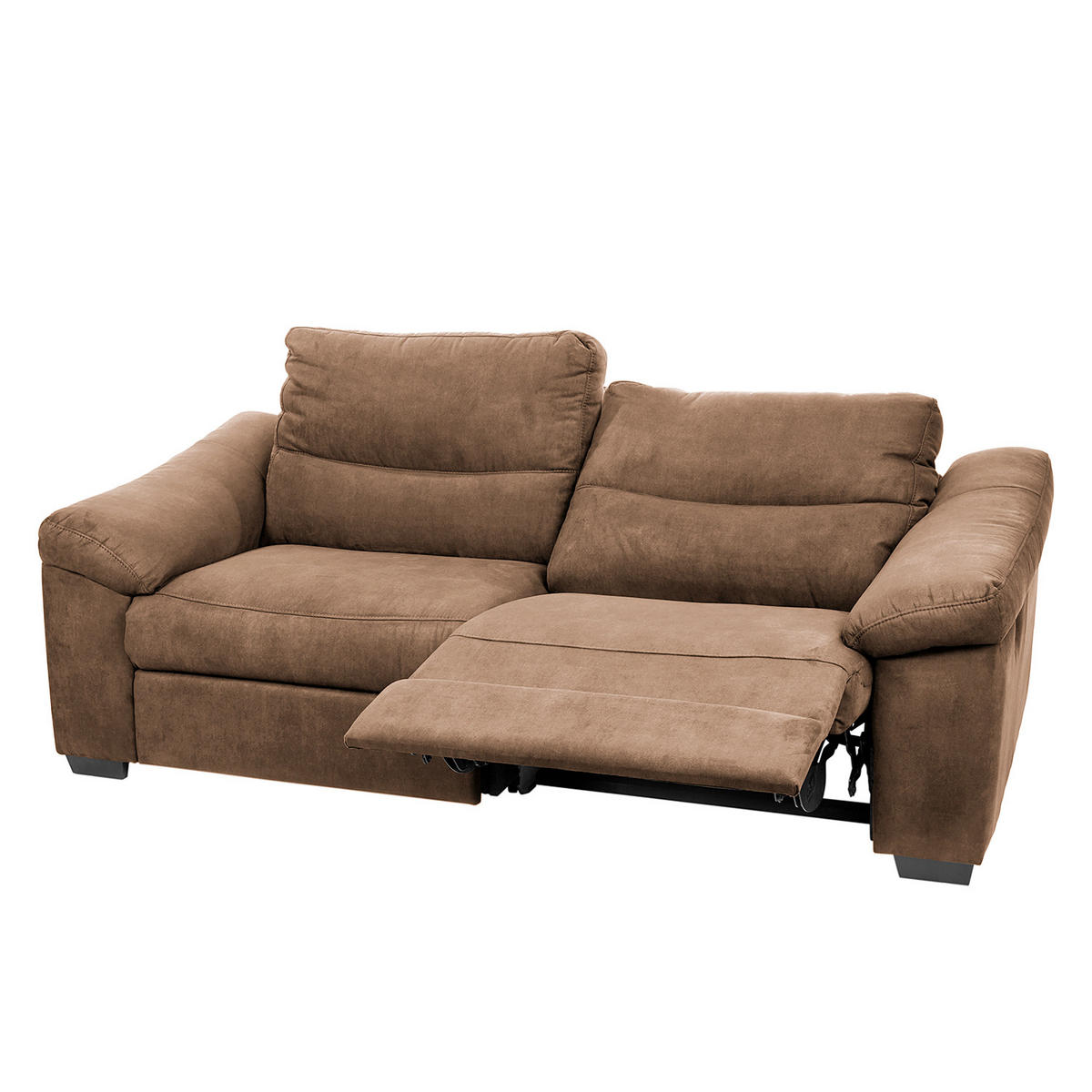 2,5-SITZER Flachgewebe Braun  - Schwarz/Braun, Design, Holz/Textil (214/97/97cm) - Livetastic