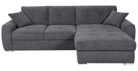 ECKSOFA in Mikrofaser Anthrazit  - Chromfarben/Anthrazit, Design, Kunststoff/Textil (278/193cm) - Hom`in