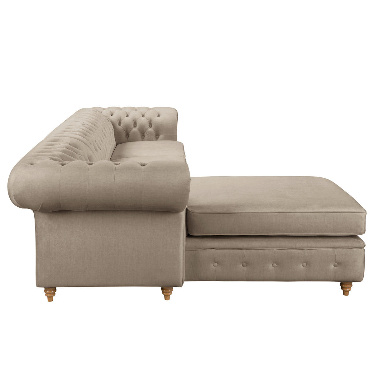ECKSOFA Mikrofaser Taupe  - Taupe/Braun, Design, Holz/Textil (182/284cm) - P & B