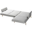 ECKSOFA Creme, Hellgrau Flachgewebe  - Eichefarben/Creme, Design, Holz/Textil (289/164cm) - Valnatura