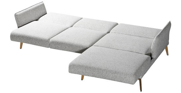 ECKSOFA Creme, Hellgrau Flachgewebe  - Eichefarben/Creme, Design, Holz/Textil (289/164cm) - Valnatura