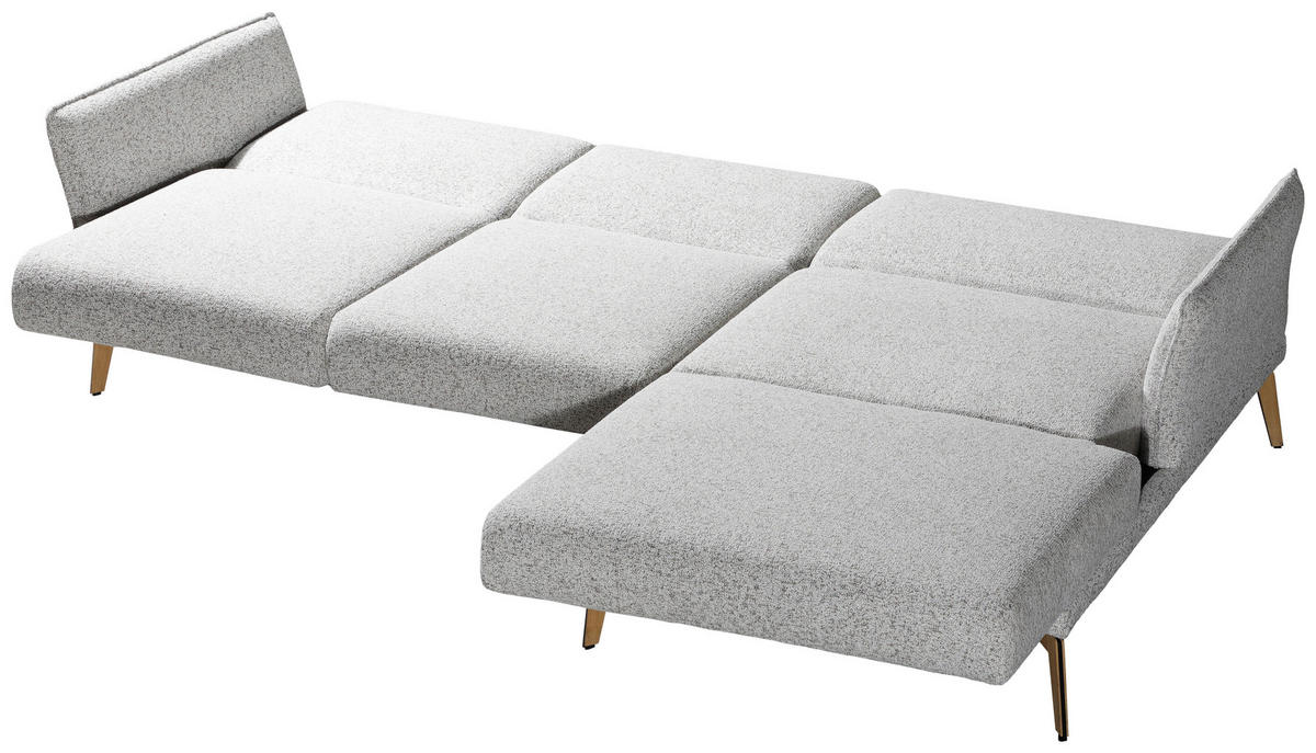 ECKSOFA Creme, Hellgrau Flachgewebe  - Eichefarben/Creme, Design, Holz/Textil (289/164cm) - Valnatura