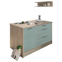 KÜCHENINSEL   in Eiche San Remo, Grün  - Chromfarben/Eiche San Remo, Design, Holzwerkstoff/Metall (145/90/90cm) - MID.YOU
