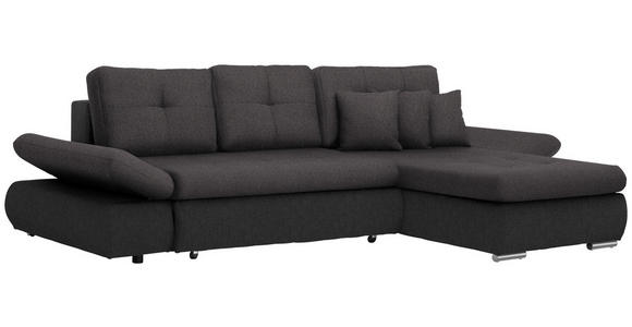 ECKSOFA  in Webstoff Anthrazit, Dunkelgrau  302/187 cm  - Chromfarben/Dunkelgrau, Design, Kunststoff/Textil (302/187cm) - Carryhome