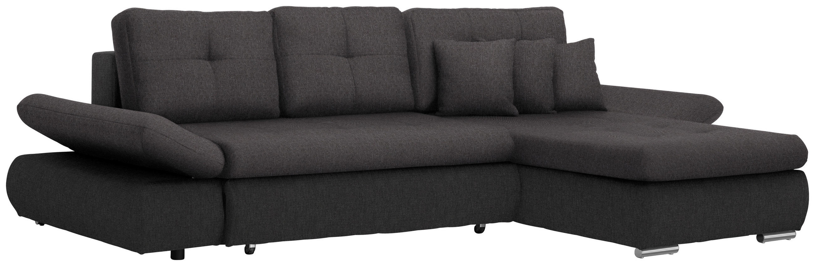 ECKSOFA in Webstoff Anthrazit, Dunkelgrau  302/187 cm  - Chromfarben/Dunkelgrau, Design, Kunststoff/Textil (302/187cm) - Carryhome