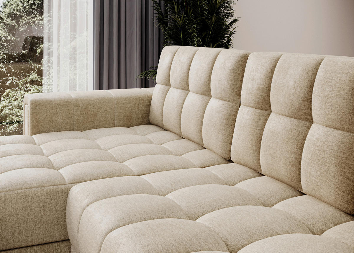ECKSOFA Samt Hellbraun  - Hellbraun/Schwarz, Design, Kunststoff/Textil (260/150cm) - MID.YOU