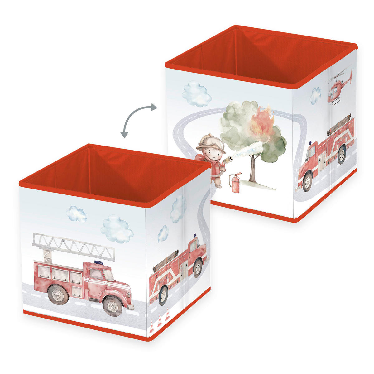 AUFBEWAHRUNGSBOX Feuerwehr  - Rot/Weiß, Basics, Textil (30/30/30cm) - Herding