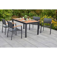 GARTENTISCHGRUPPE Aluminium  - Graphitfarben/Naturfarben, KONVENTIONELL, Kunststoff/Metall - Gardenson
