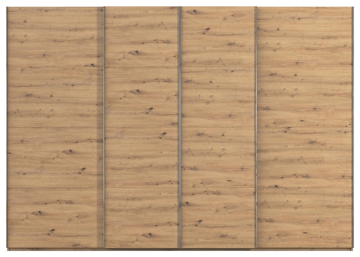SCHWEBETÜRENSCHRANK 316/223/68 cm 4-türig Eiche Artisan  - Chromfarben/Eiche Artisan, Design, Holzwerkstoff/Metall (316/223/68cm) - Novel