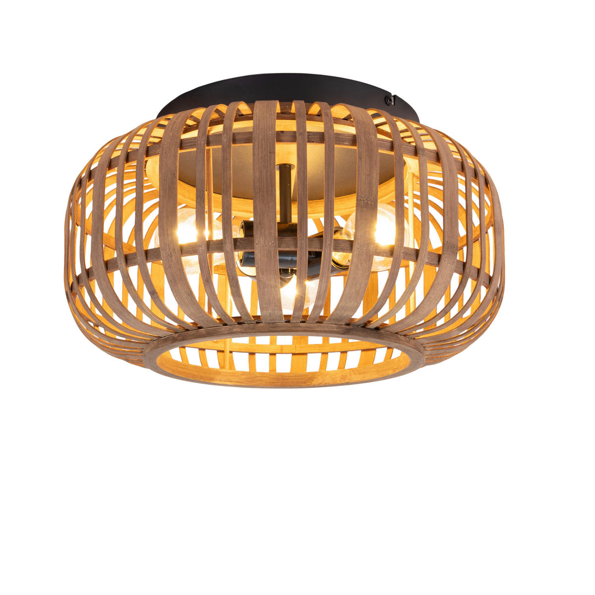 DECKENLEUCHTE Vinkovci 40/22,5 cm  - Schwarz/Naturfarben, Natur, Naturmaterialien/Metall (40/22,5cm) - Marama