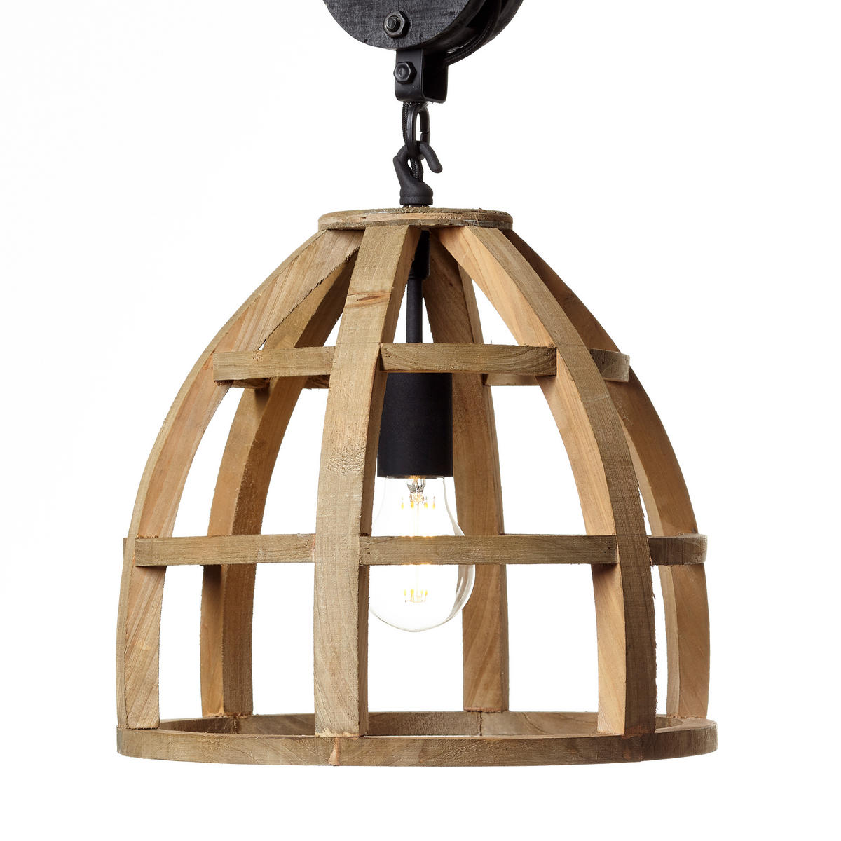PENDELLEUCHTE 34/143 cm   - Hellbraun/Schwarz, Natur, Holz/Metall (34/143cm) - Brilliant
