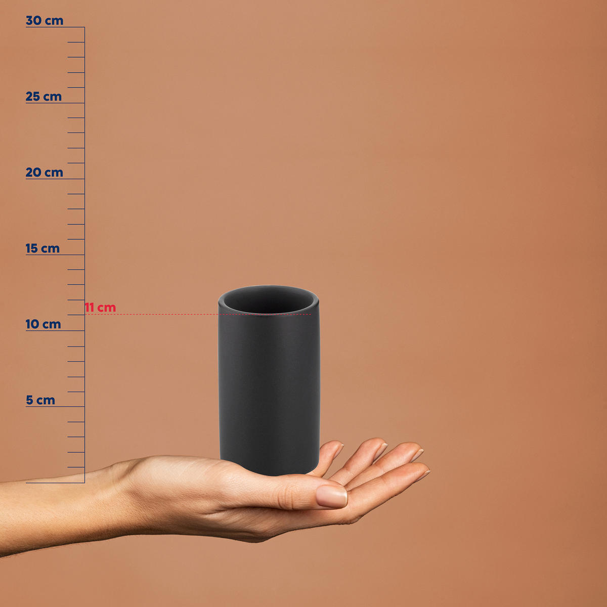 ZAHNPUTZBECHER Keramik  - Schwarz, Basics, Keramik (7/11cm) - Kela