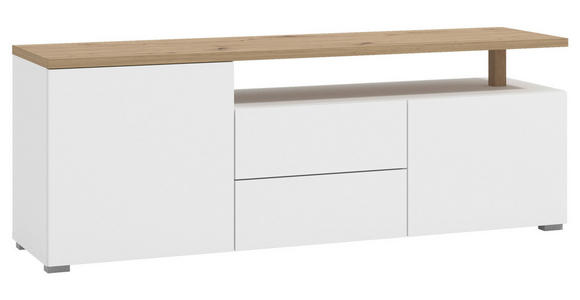 LOWBOARD in 154/55,5/40 cm - Weiß/Eiche Artisan, Basics, Holzwerkstoff/Kunststoff (154/55,5/40cm) - Carryhome