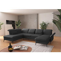 WOHNLANDSCHAFT in Flachgewebe Dunkelgrau  - Dunkelgrau/Schwarz, Konventionell, Textil/Metall (231/359/198cm) - Sit & More