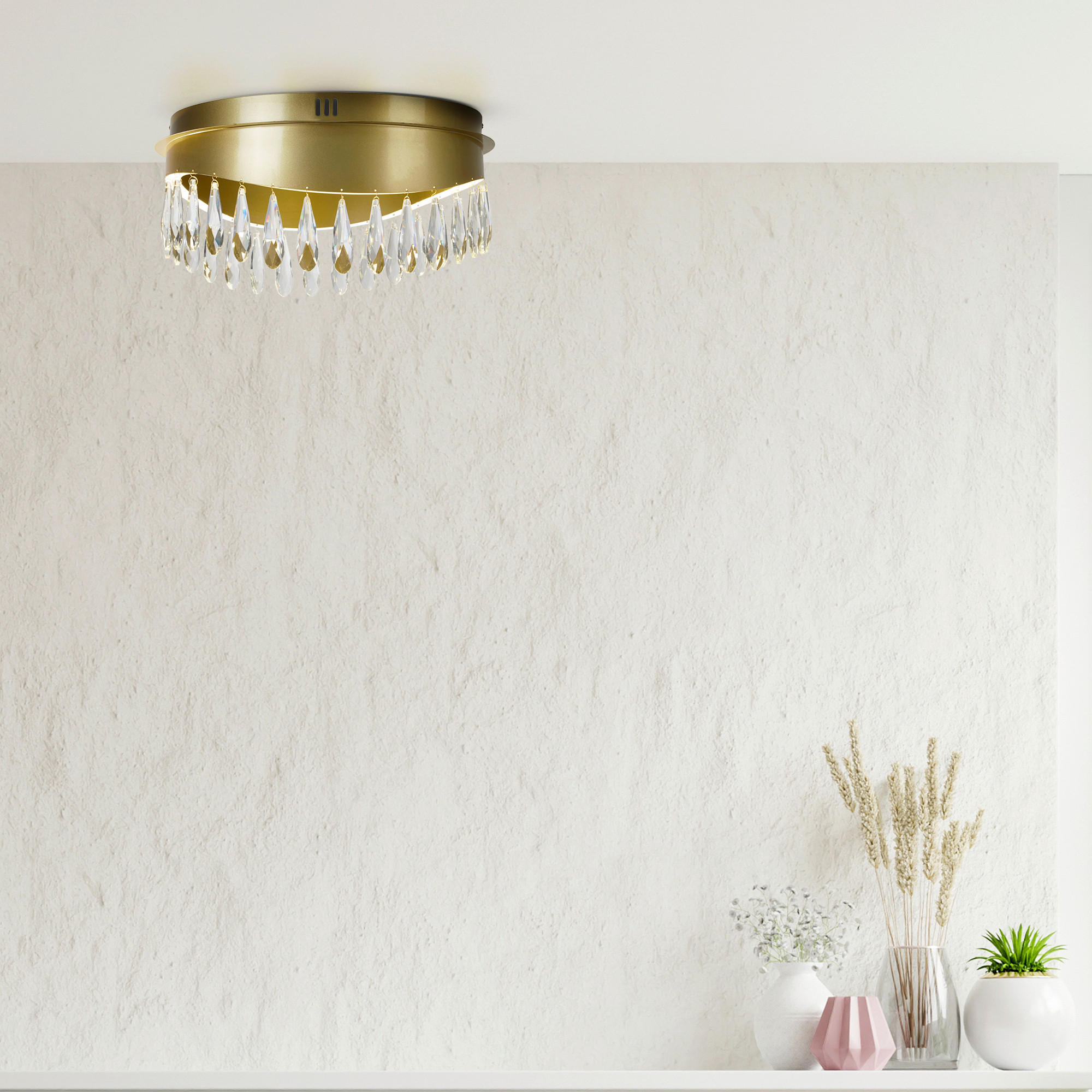 LED-TAKLAMPA Jewel 43/22 cm  - guldfärgad, Lifestyle, metall/glas (43/22cm)