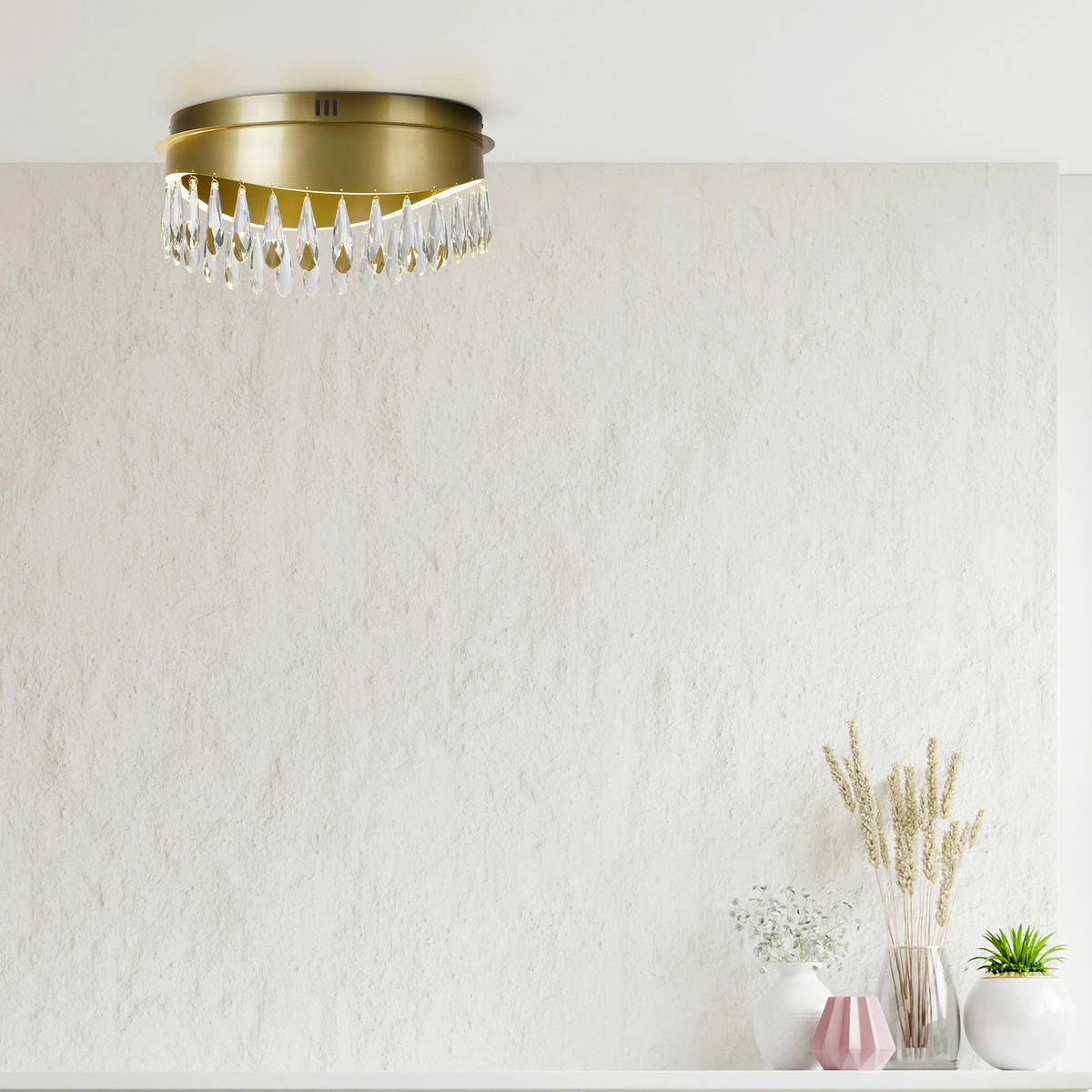 LED-DECKENLEUCHTE Jewel 43/22 cm   - Goldfarben, LIFESTYLE, Glas/Metall (43/22cm) - Searchlight