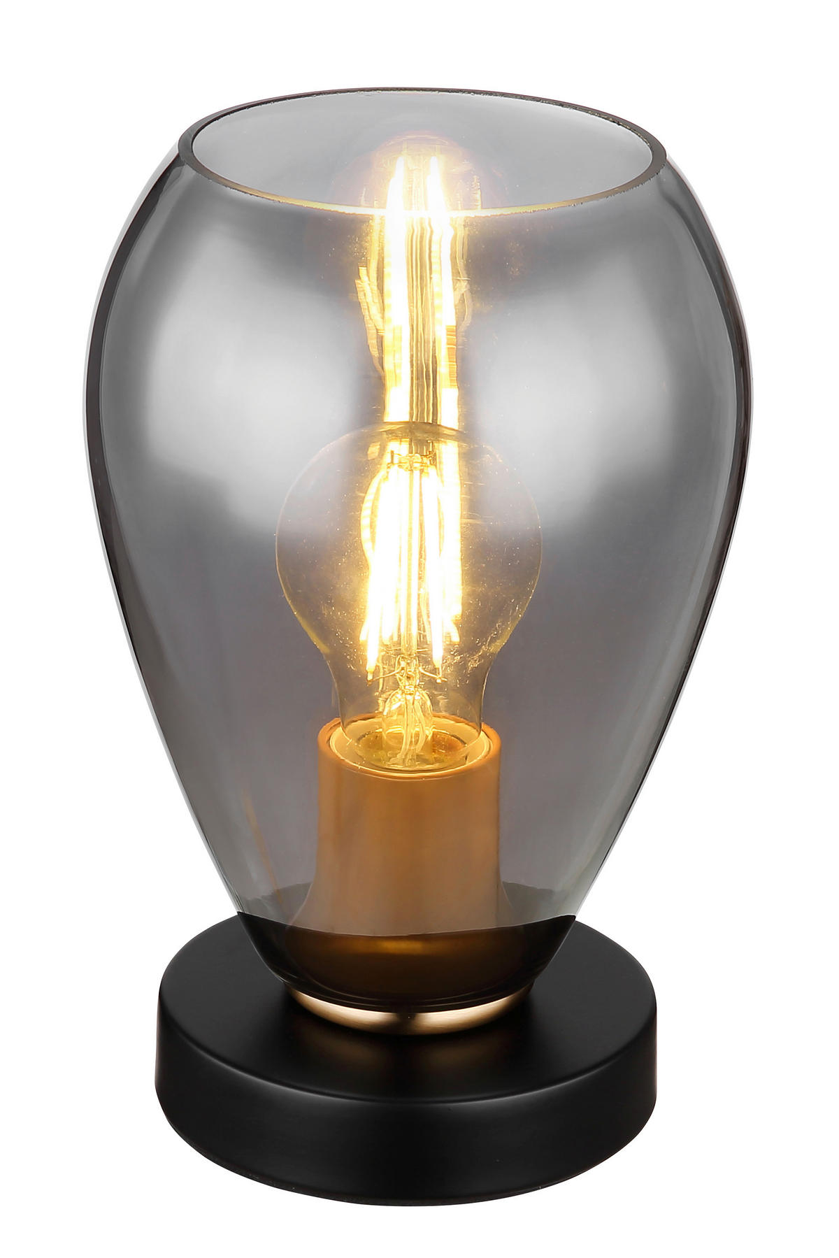 TISCHLEUCHTE 15/23,5 cm   - Messingfarben/Schwarz, Design, Glas/Metall (15/23,5cm) - Globo