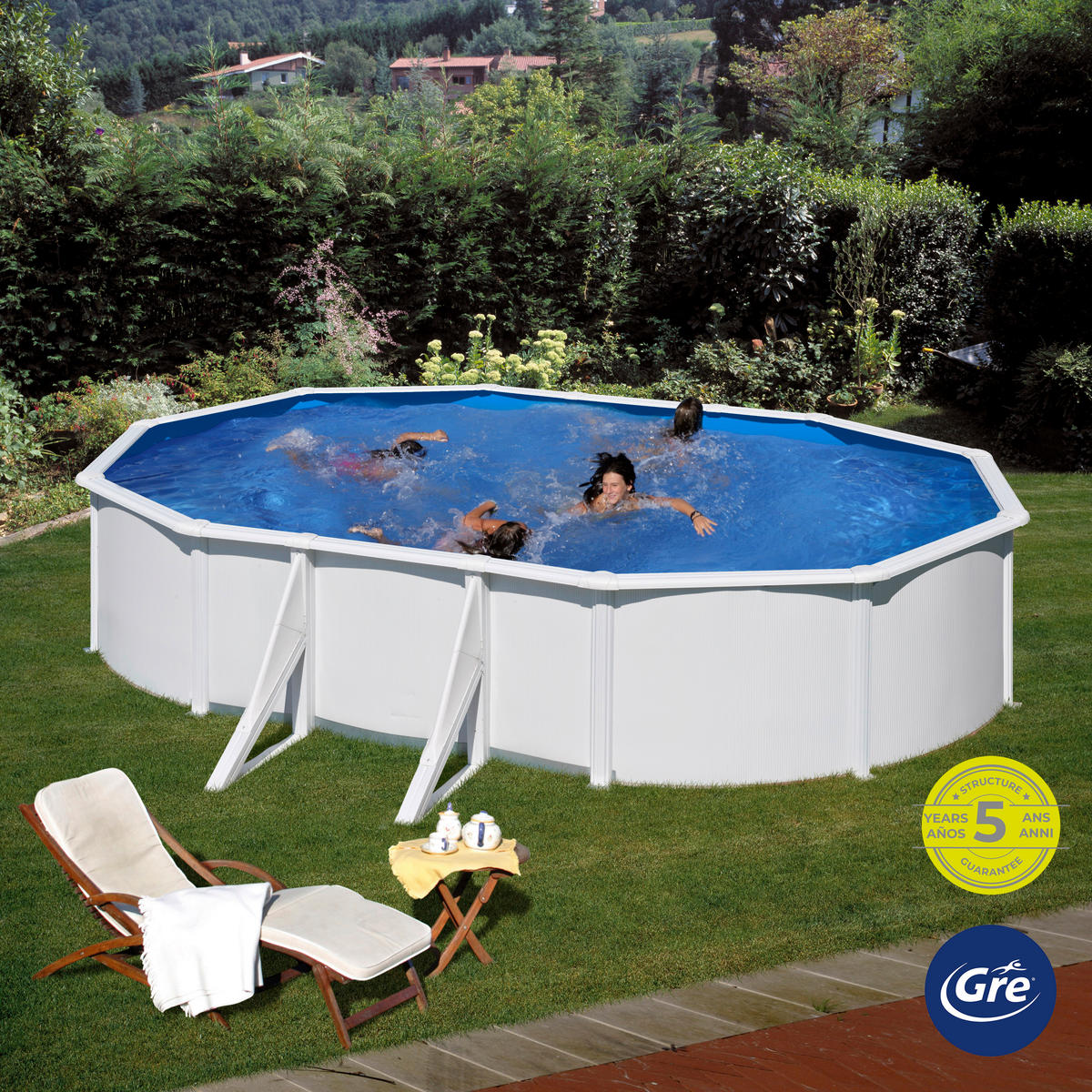 POOL-SET 2024 610/375/120 cm  - Weiß, KONVENTIONELL, Metall (610/375/120cm) - Gre