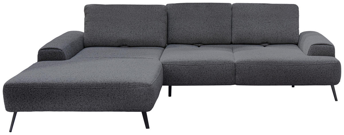 ECKSOFA in Flachgewebe Dunkelgrau  - Dunkelgrau/Schwarz, Design, Textil/Metall (178/305cm) - Livetastic