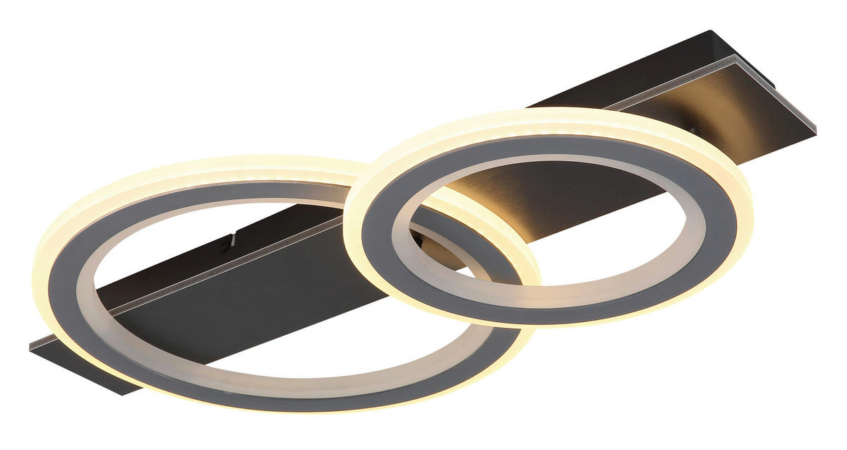 LED-DECKENLEUCHTE 63/37/8 cm   - Opal/Hellgrau, Design, Kunststoff/Metall (63/37/8cm) - Globo