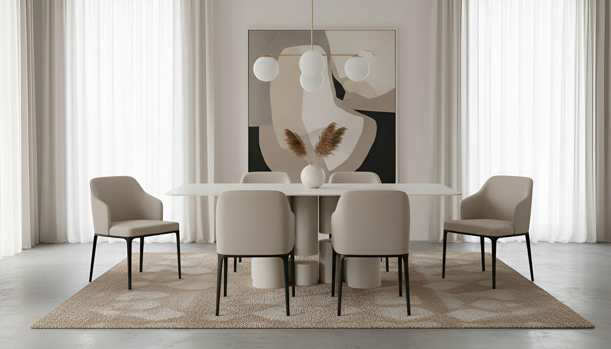 ESSTISCH 200/100/76 cm Nachbildung  Keramik, Holzwerkstoff rechteckig Beige  - Beige, Design, Keramik/Holzwerkstoff (200/100/76cm) - Belluti
