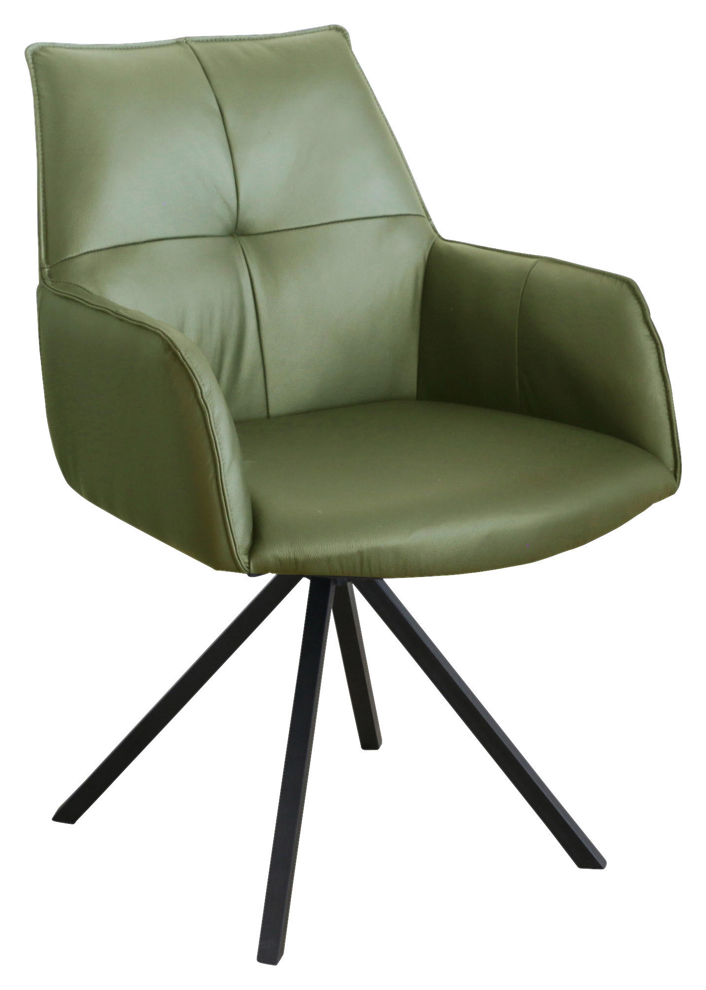 STOLICA S NASLONOM ZA RUKE zelena, crna metal, koža - zelena/crna, Design, koža/metal (59,5/87,5/69cm) - Novel