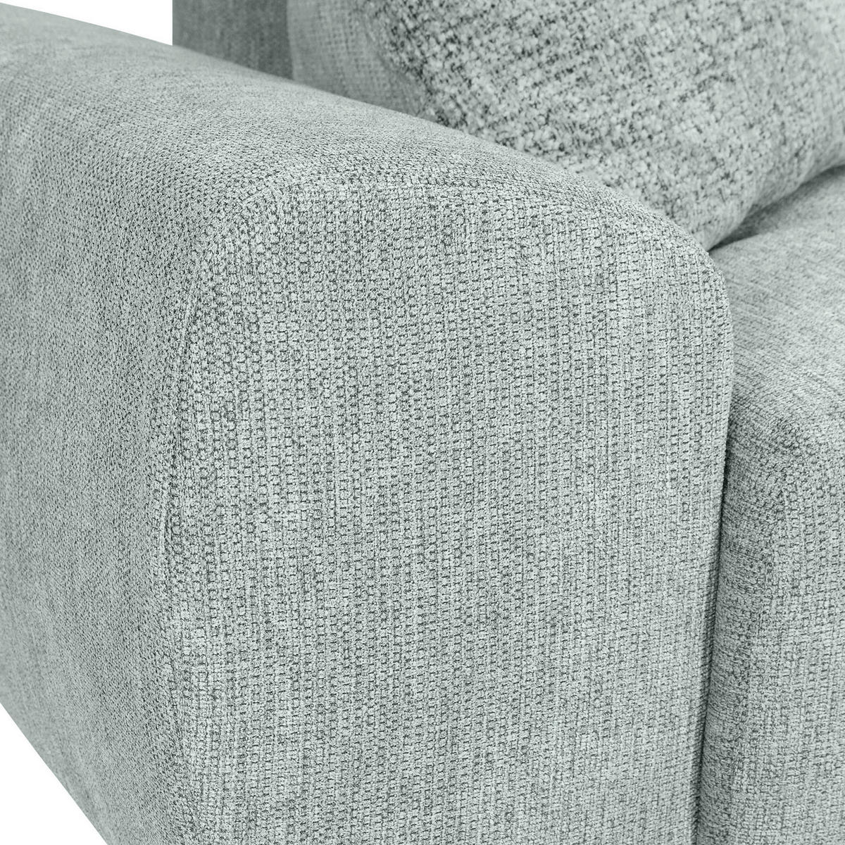 ECKSOFA in Flachgewebe Hellgrau  - Hellgrau/Schwarz, KONVENTIONELL, Textil/Metall (295/180cm) - Carryhome