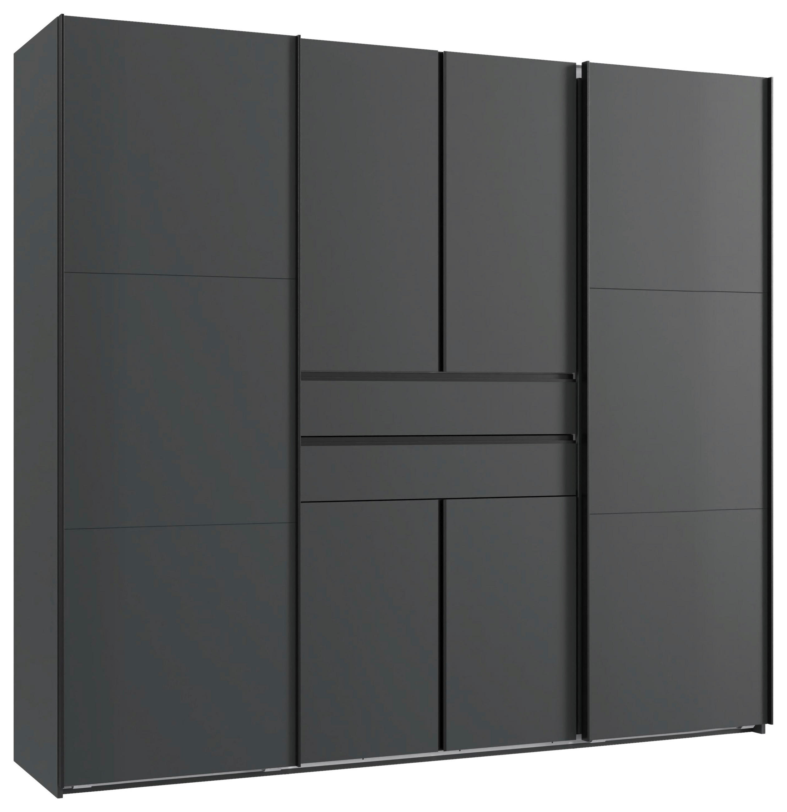 KLEIDERSCHRANK 250/216/65 cm,  in Graphitfarben, 6-türig  - Schwarz/Graphitfarben, Design, Holzwerkstoff/Metall (250/216/65cm) - Stylife
