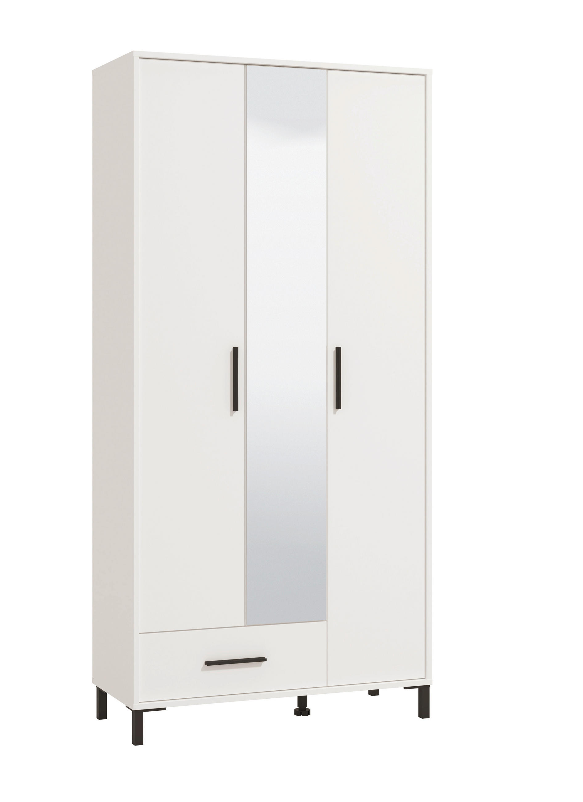 GARDEROBENSCHRANK  in 93/192,5/40 cm  - Schwarz/Weiß, Basics, Glas/Holzwerkstoff (93/192,5/40cm) - Carryhome