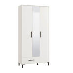 GARDEROBENSCHRANK  in 93/192,5/40 cm  - Schwarz/Weiß, Basics, Glas/Holzwerkstoff (93/192,5/40cm) - Carryhome