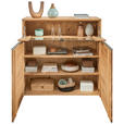 HIGHBOARD Eichefarben 120/119,3/39,5 cm - Eichefarben/Schwarz, Natur, Glas/Holz (120/119,3/39,5cm) - Valnatura