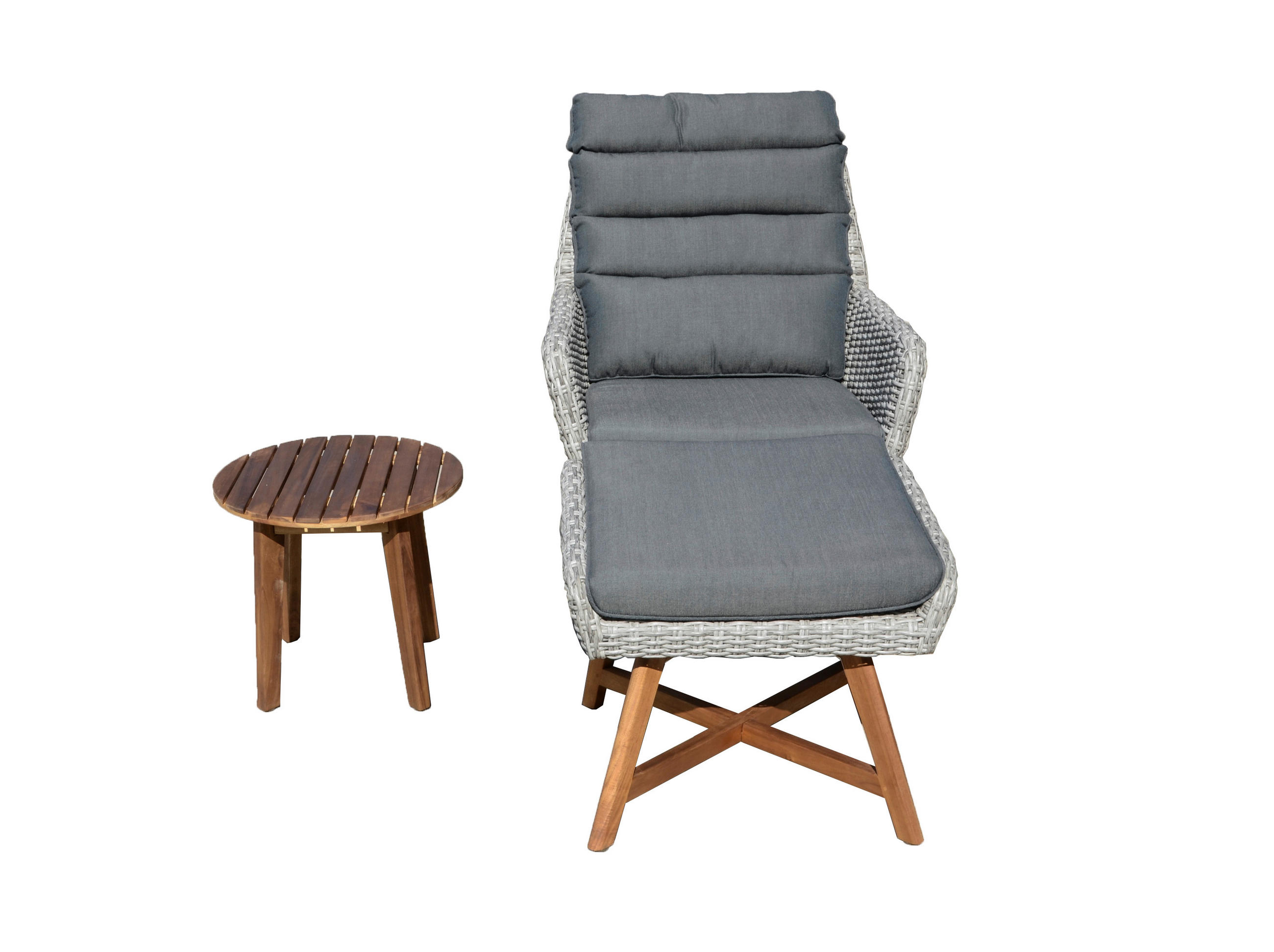 LOUNGESESSEL Grau, Akaziefarben, Dunkelgrau Akazie Hartholz Aluminium  - Dunkelgrau/Akaziefarben, Basics, Holz/Kunststoff (65/95/85cm) - Gardenson