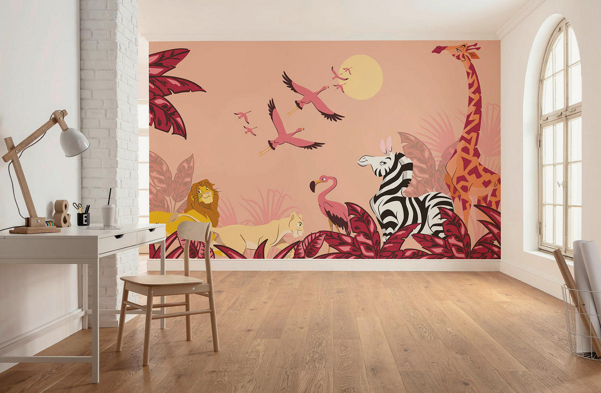 FOTOTAPETE THE LION KING SUNSET  - Rosa, Design, Textil (500/250cm) - Disney