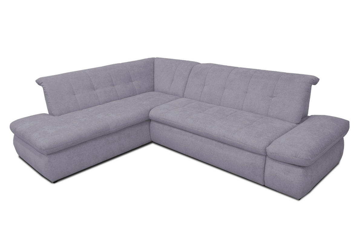 ECKSOFA in Mikrofaser Grau  216/273 cm  - Chromfarben/Grau, KONVENTIONELL, Textil/Metall (216/273cm) - MID.YOU