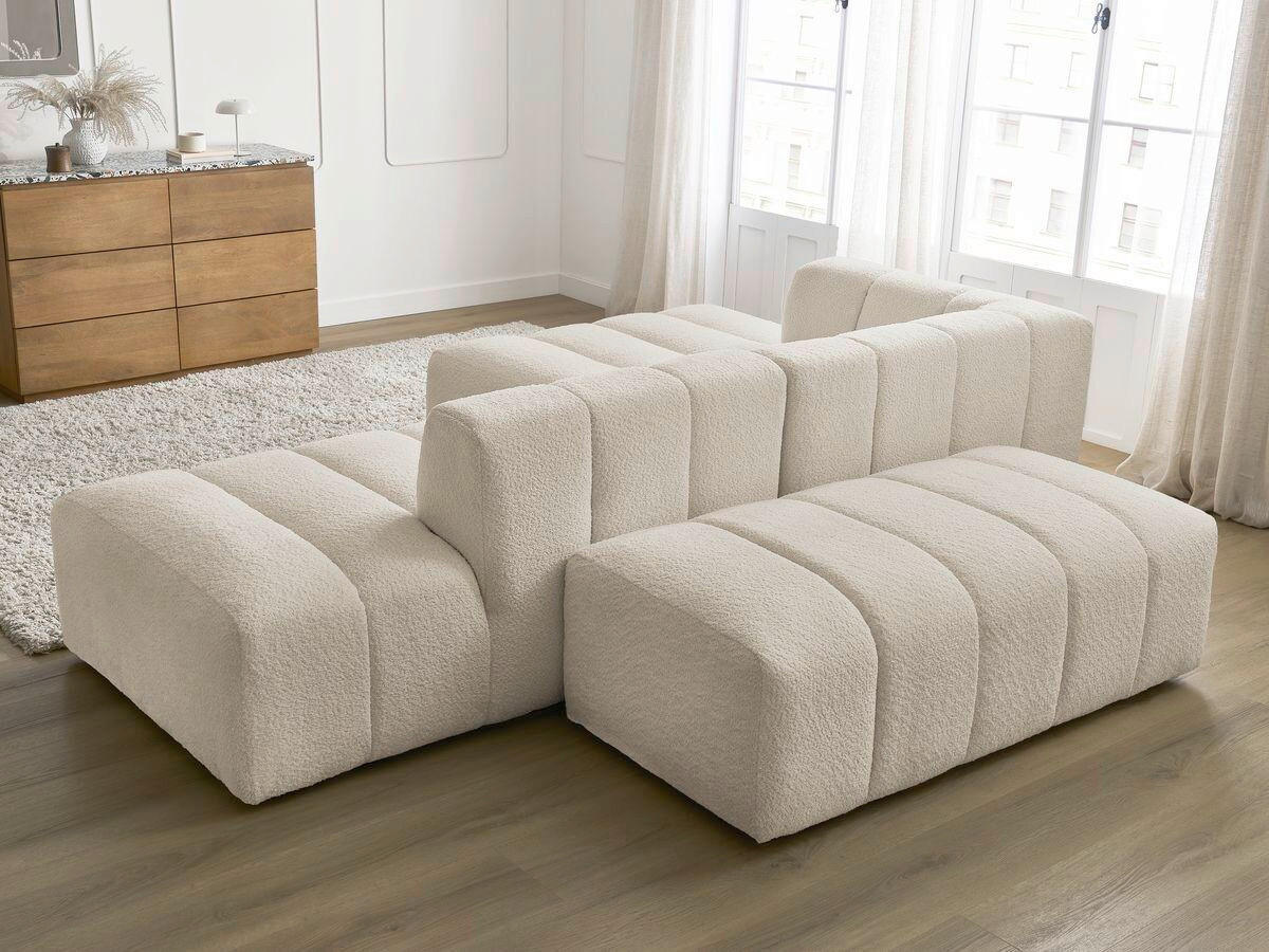 ECKSOFA  ANNECY Beige Bouclé  - Beige/Schwarz, MODERN, Kunststoff/Textil (170/262cm)