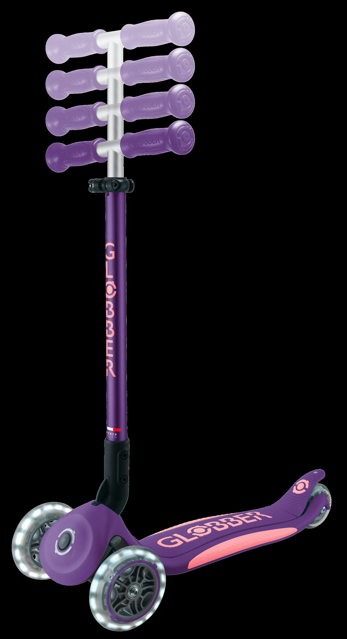 SCOOTER PRIMO FOLDABLE PLUS LIGHTS  - Hellrosa/Lila, LIFESTYLE, Kunststoff (57,5/28/82,5cm) - GLOBBER