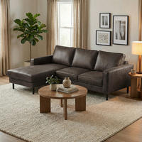 ECKSOFA  in Echtleder Fango  - Fango/Schwarz, Design, Leder/Metall (166/238cm) - Livetastic