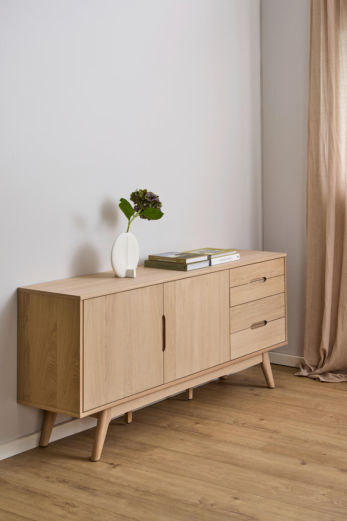 SKÄNK 180/75/40 cm  - vit/ekfärgad, Design, trämaterial (180/75/40cm) - MID.YOU