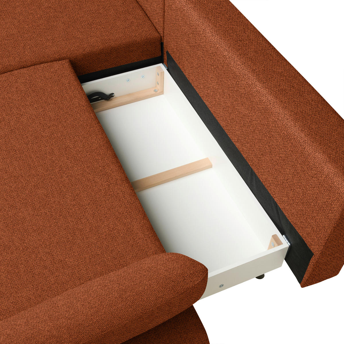 ECKSOFA Struktur Rostfarben  - Rostfarben/Schwarz, Design, Textil/Metall (186/284cm) - Lomoco